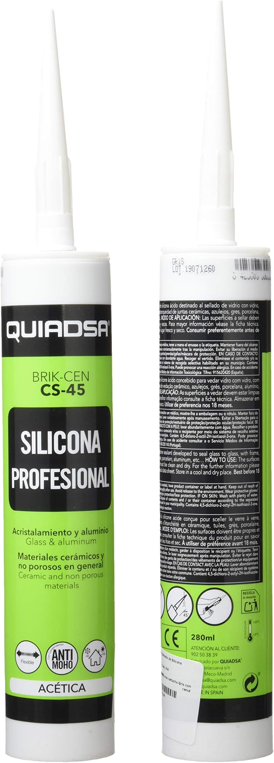 Quiadsa Silicone Cartridge Grey with Applicator Tip