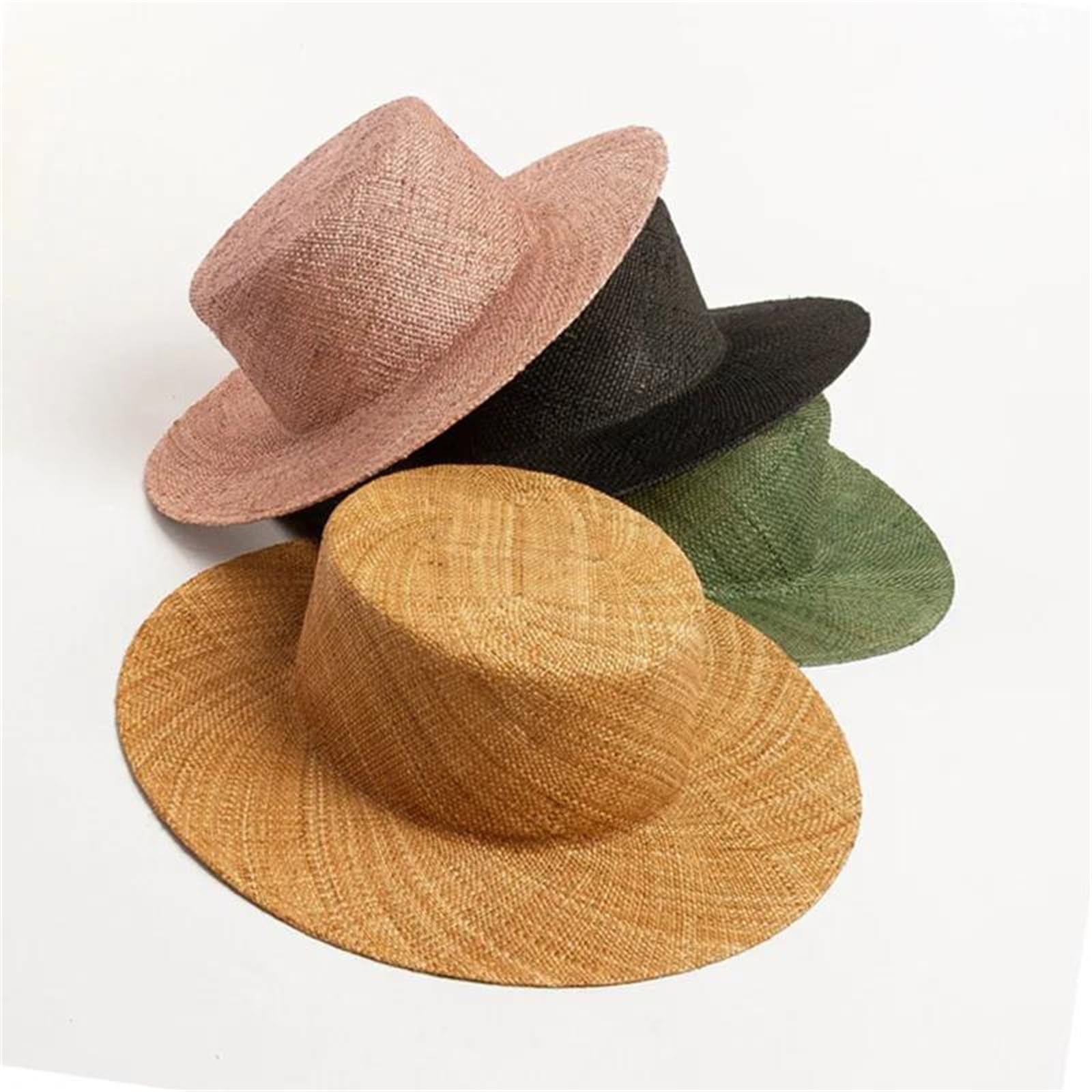 Sombrero de verano para mujer y adulto, sombrero de paja con parte superior plana, sombrero de paja para vacaciones al aire libre, sombreros de playa