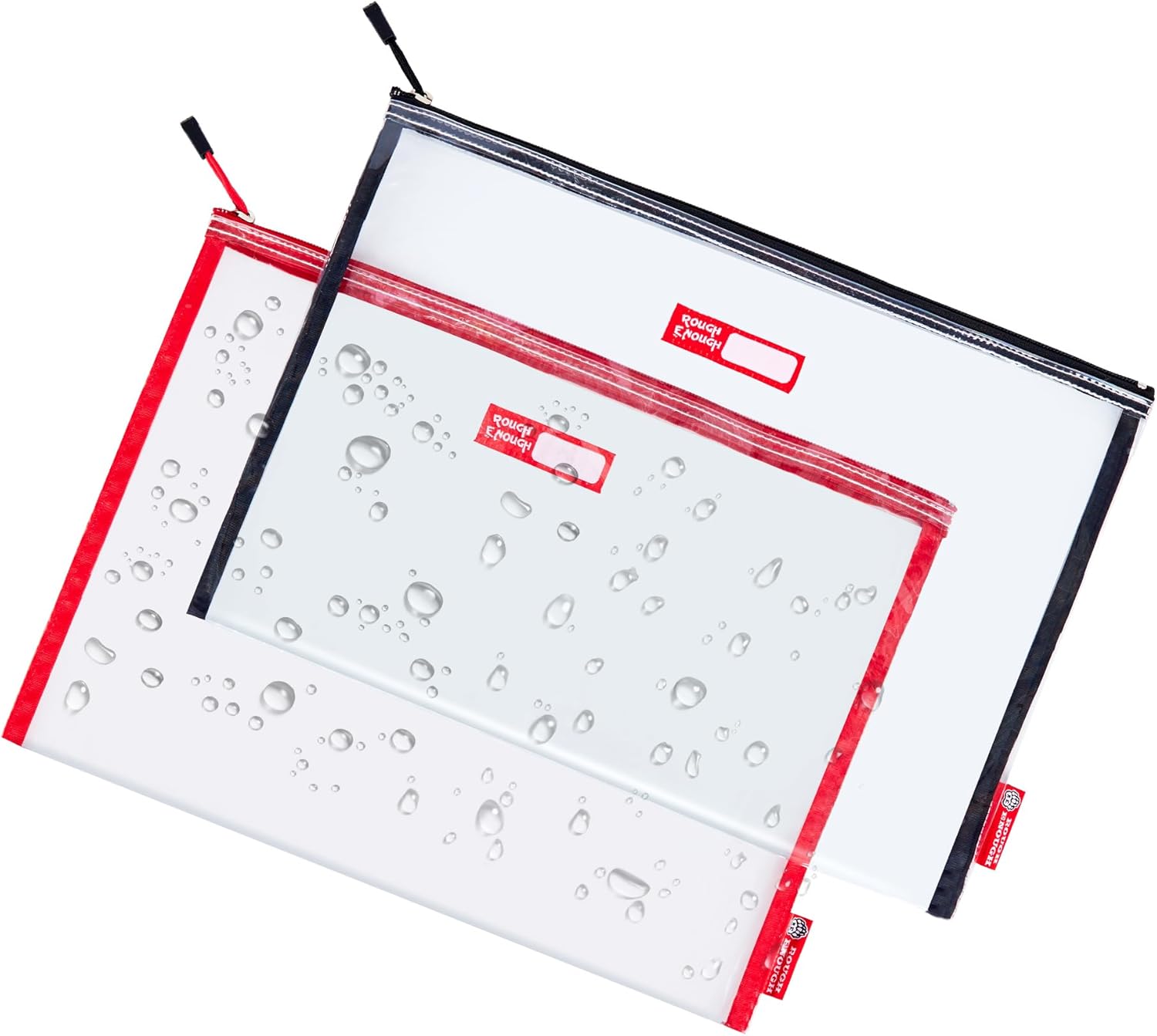 Rough Enough Plastic File Folder Clear Document Holder Bag Zipper Pouches Bags for Organizing A4 Paper Letter Office Teacher Art Supplies Storage