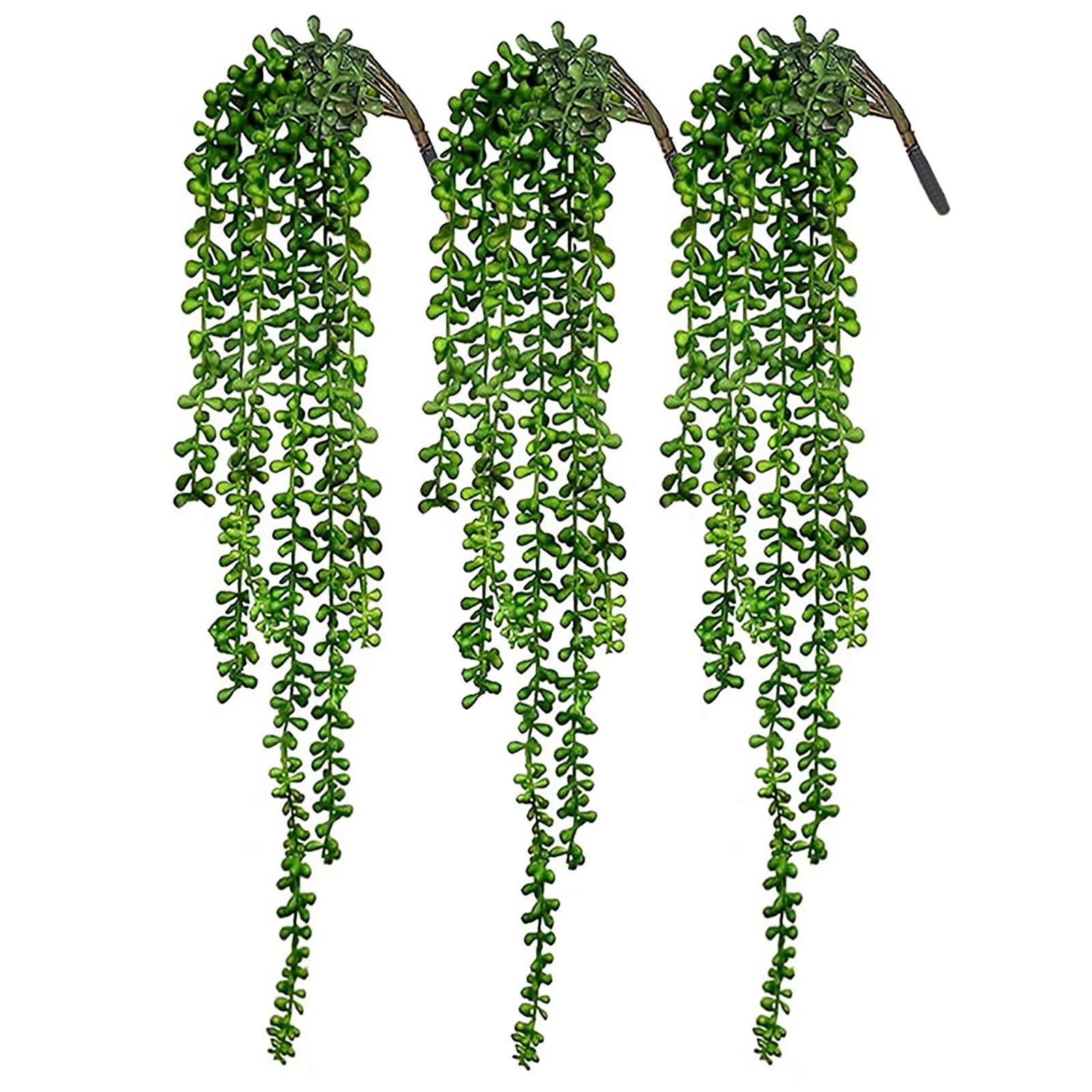 Emivery 3pcs Fake String of Pearls Artificial Succulents Hanging Plants Faux Succulents Unpotted for Wall Home Garden Farmhouse Decor