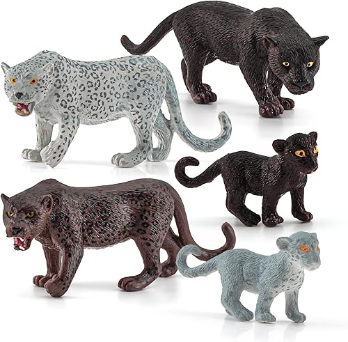 Miniatura 7 de Figura de pantera de leopardo, 5 piezas de juguetes realistas de guepardo, figura de leopardo bebé, figura de erizo, coleccionable para niños y