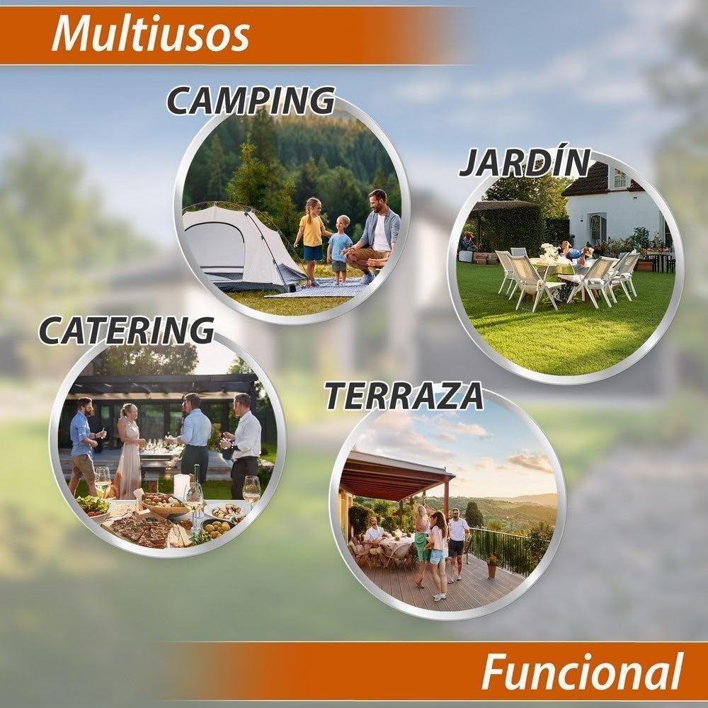 LOLAhome - Mesa Plegable maletín Gris Oscuro Efecto Madera de 180x74 cm, Resistente y fácil de Montar, con Estructura de Acero anticorrosión y HDPE. Ideal para Exterior, Catering, terraza y Eventos