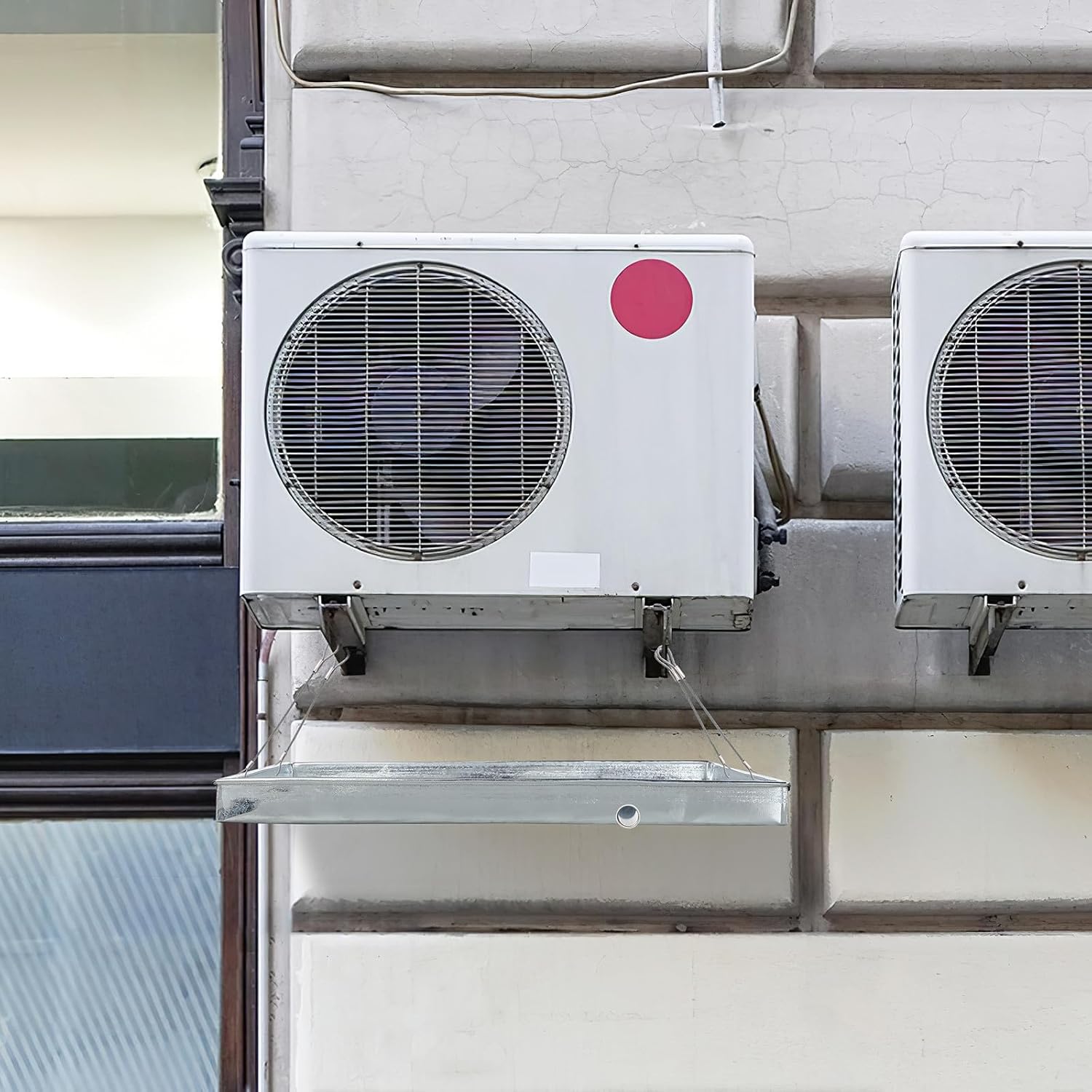 VOSAREA Air Conditioner Drain Pan, Ac Drip Tray with Drainage for Portable Window Ac Units, Leak-Resistant Catch Pan for Home Use, 15. 7 Inch Square Silver