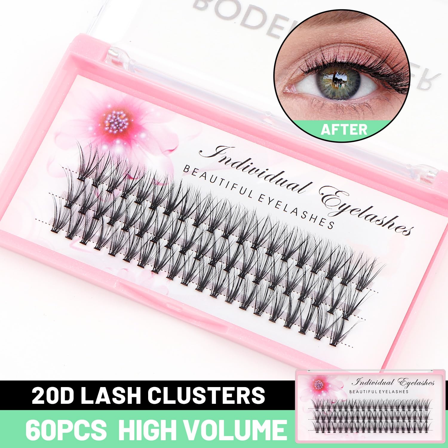 Bodermincer Grafting False Eyelashes 20D Soft 0.07 C Curl Lash Clusters Lash Extension Kit Individual Eyelashes Silk False Eye Lashes Extensions (5 PACKS-20D-14MM)