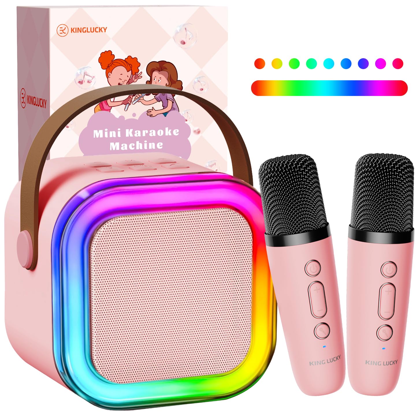 Kinglucky TOP Mini Karaoke Machine for Kids (with 14M+ Songs), Christmas Birthday Gifts Ideas for Girls Toy Ages 3-12+, Portable Bluetooth Speaker with 2 Wireless Microphones - Pink (B0CFLBLPTN) Amazon Price History, Amazon Price Tracker