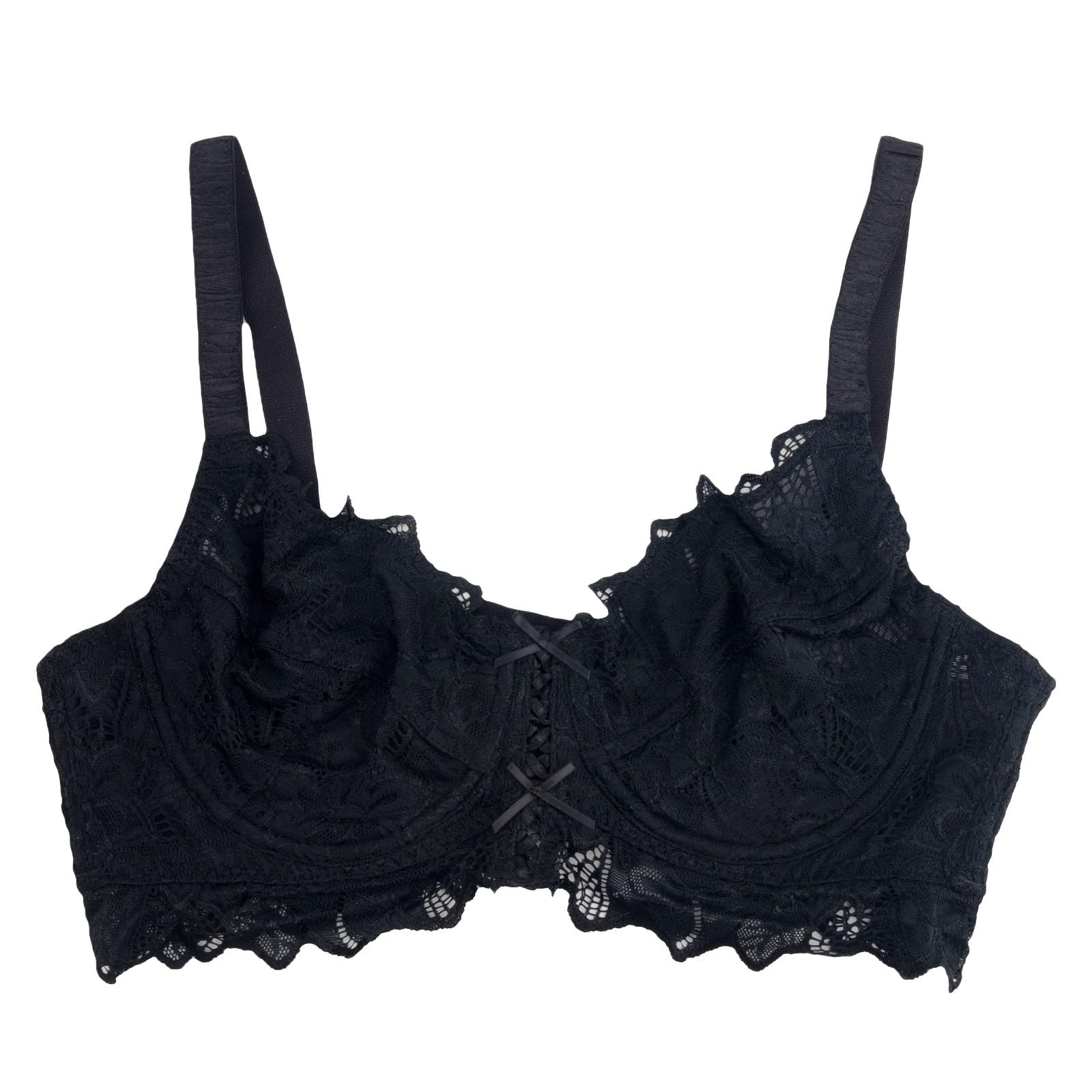Soutien Gorge sans Armature Sexy Col en V Push Up Brassière Maintien Extreme Soutien Gorge Dentelle Bretelles Réglables avec Dentelle Décoratifs