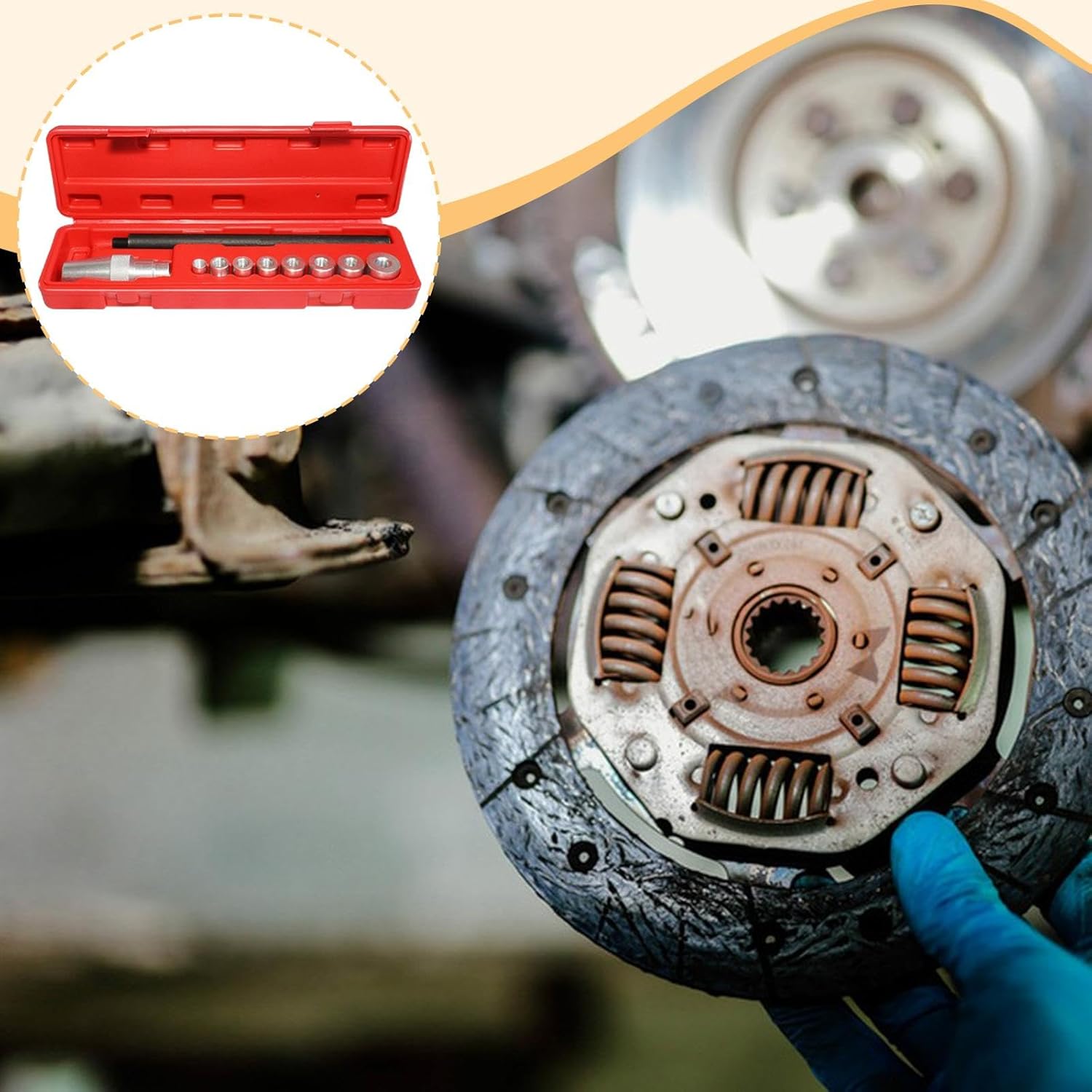 10Pcs Universal Clutch Alignment Tool Set with 8 Adapters 11-25mm Aluminum Clutch Hole Adapter for Cars Trucks Tractors