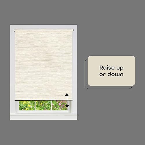 Miniatura 4 de Achim Home Decor - Persiana enrollable de yute sin cables, 53 pulgadas de ancho, 72 pulgadas de largo, lino, persianas horizontales de fibra natural