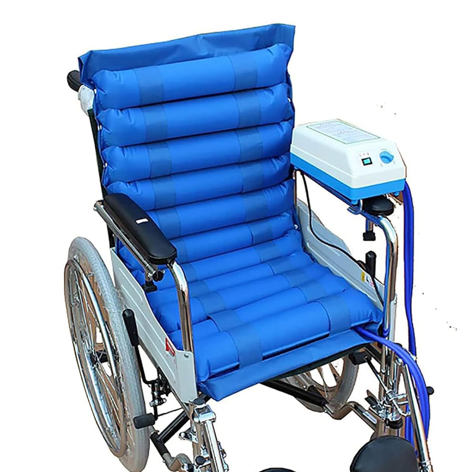 COYEUX Cojín Inflable para Silla de Ruedas, cojín antiescaras para Silla de Ruedas, con Bomba eléctrica, 11 Tiras de Gas, Tejido PVC Impermeable, para Silla de Ruedas, úlceras por presión
