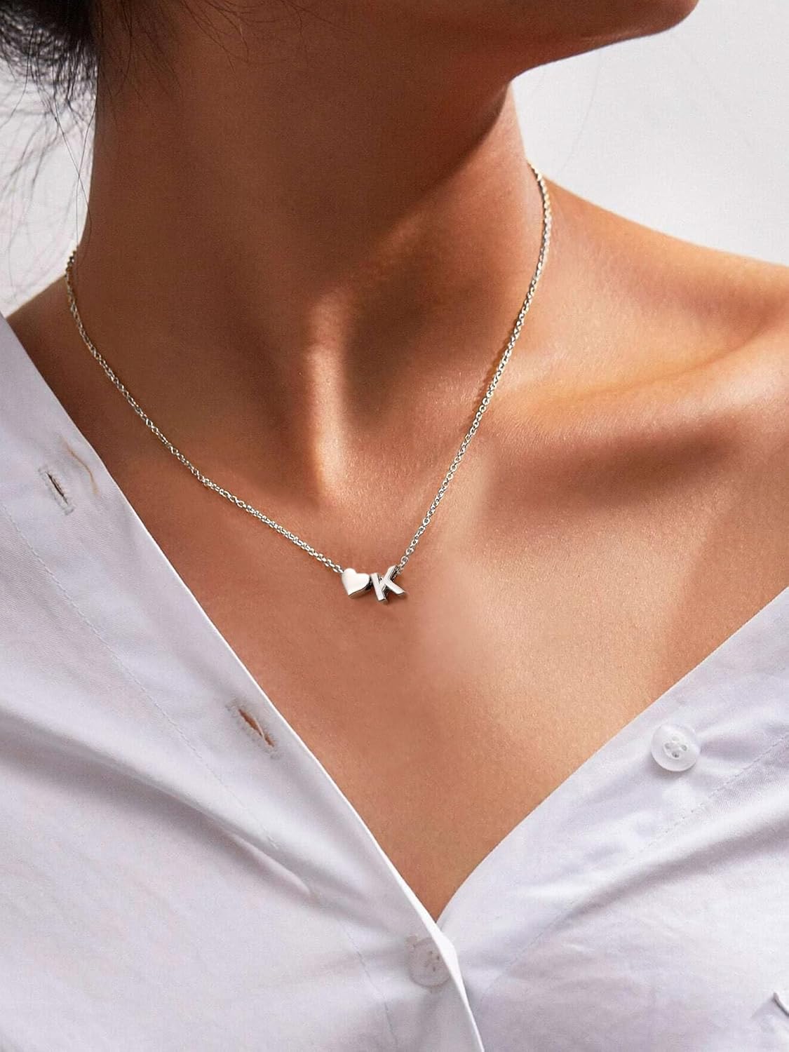 ChicSilver 925 Sterling Silver Heart Initial Necklaces for Women -Dainty Personalized Heart Pendant Letter Alphabet Necklace for Women - Image 3