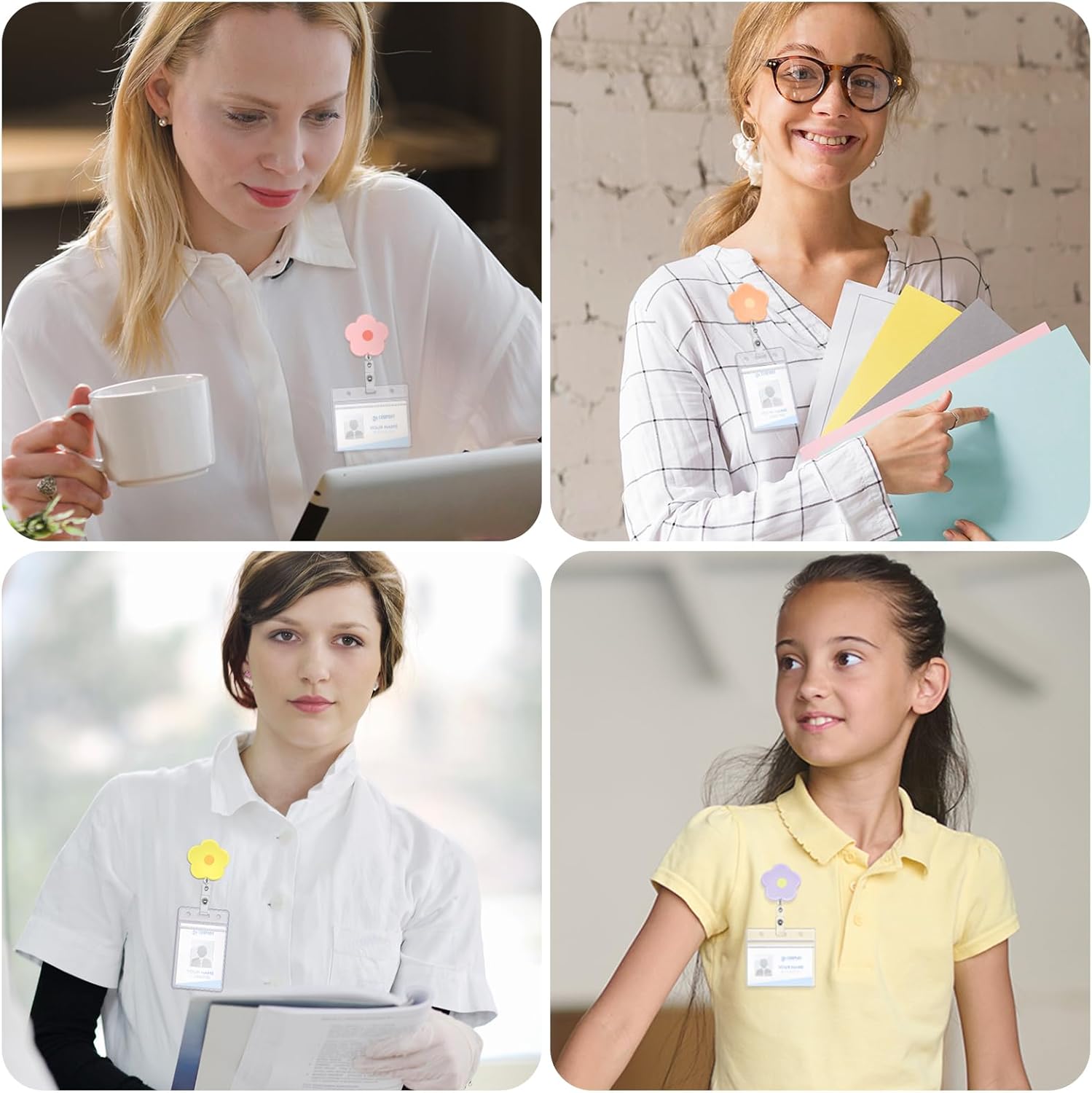 8 Pcs Nurse Badge Reel Retractable Clip Cute Flower Badge Reels with Clear ID Card Badge Holder Medical Pharmacy CNA RN LPN MA Badge Reel Nurse Accessories Gifts - Image 7