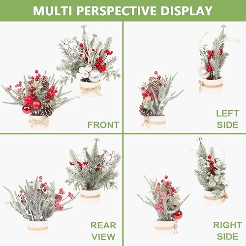 Miniatura 2 de 2 piezas de árbol de Navidad pequeño, mini árbol de mesa artificial de 11 pulgadas, decoración de Navidad, para bodas, vacaciones, decoración de