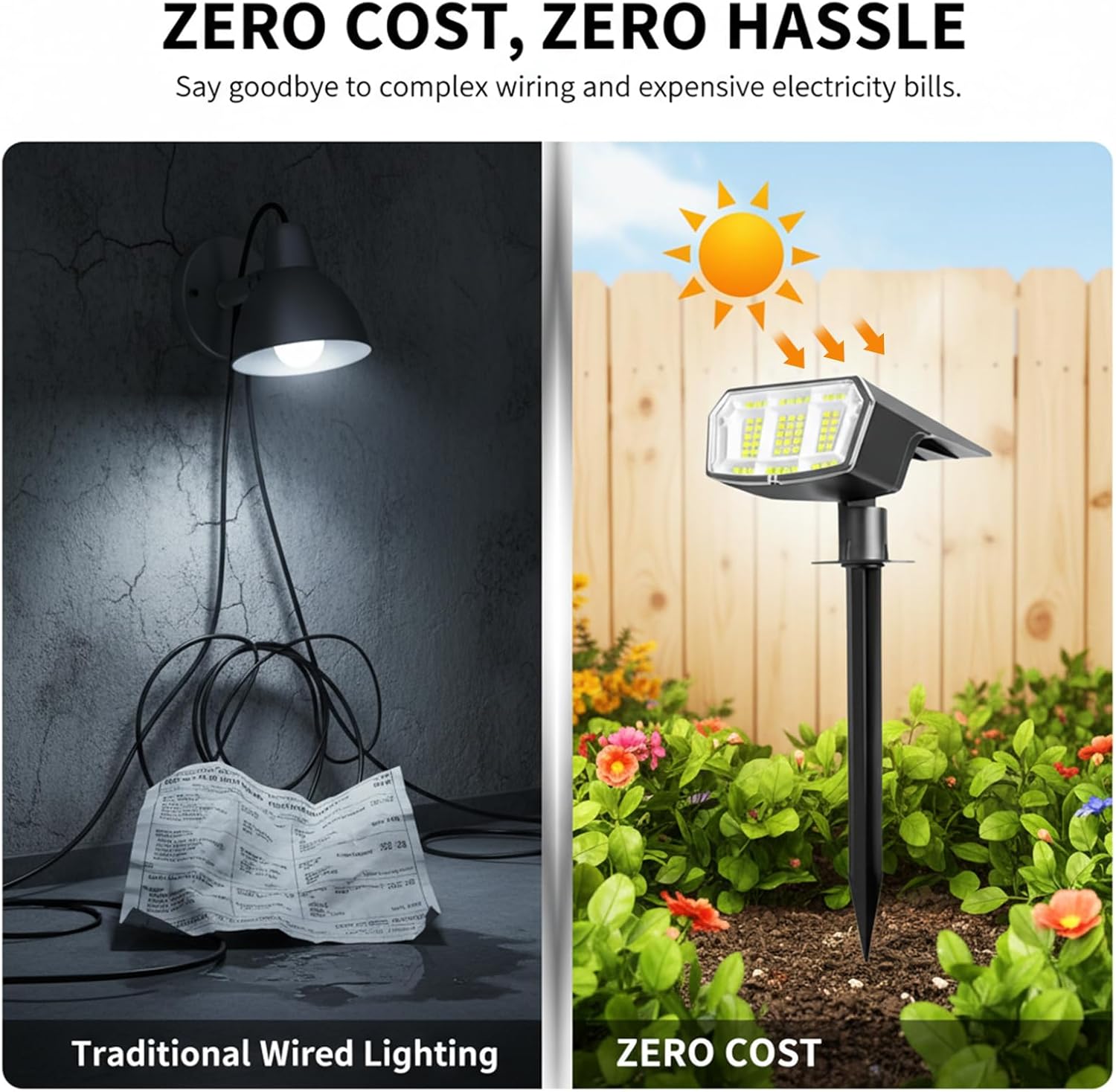 SakerPlus Solar Landscape Spotlights,Waterproof IP65, Solar Spot Lights Outdoor,2-in-1 Wall Lights & 2 Modes Solar Powered Landscape Spotlights for Pathway Garden Yard (4 Pack)