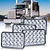 Chrome 4x6 LED Headlights Dot Approved 4PCS Hi/Low Sealed Beam Rectangular Headlight Replace H4651 H4652 H4656 H4666 H6545 for Kenworth T800 W900 Peterbilt 378 379 Truck C10 Van