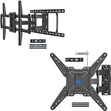 Mounting Dream TV Wall Mounts TV Bracket Full Motion Swivel and Tilt, MD2296-24K for 42-70" TVs Fits 24" Wood Studs, MD2413-MX for 26-55" TVs Perfect Center with Single Arm