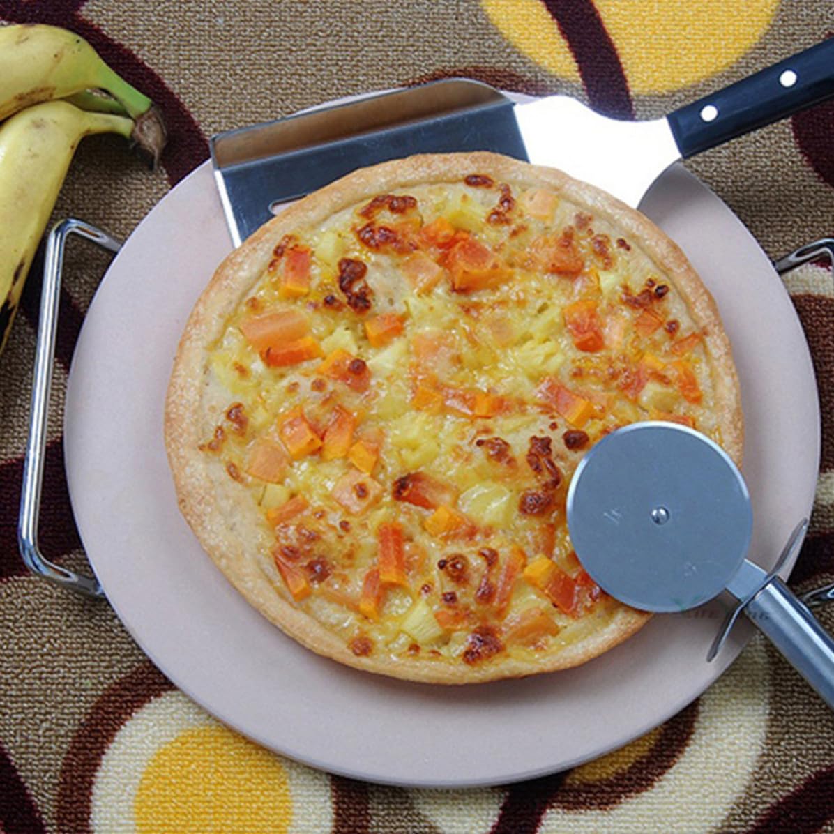 INOOMP Weißer Cordierit Pizzastein für Ofen und Grill mit Hoher Hitzebeständigkeit und Wasseraufnahme Backzubehör für Knusprige Pizza und Brot