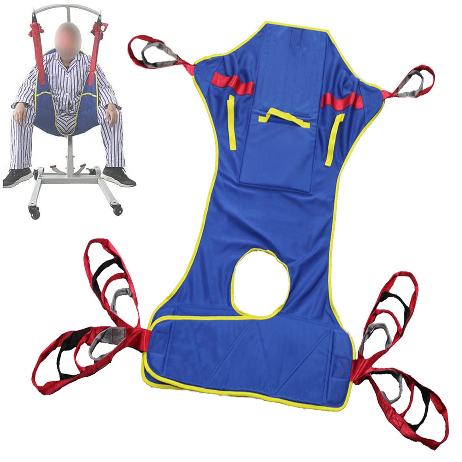 Arnés de Ayuda Universal para Pacientes, arnés Acolchado con piernas divididas y Altura Ajustable, arnés de elevación para Pacientes, cinturón de traslado médico Plegable para Uso en el baño de c