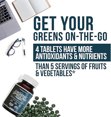 Vista 7 de Tabletas de espirulina orgánica (360 tabletas) – Hecho con Parry® Spirulina, la mejor espirulina del mundo, mayor densidad de nutrientes –