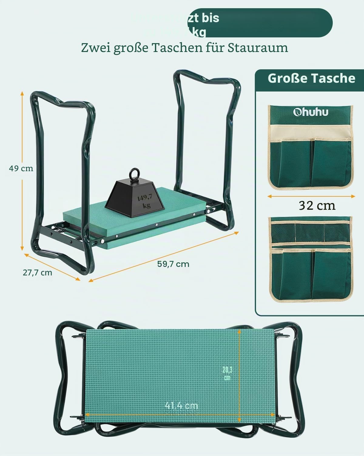 Garten Kniebank faltbar, 2-in-1 Gartenhocker für Senioren Knie Komfort