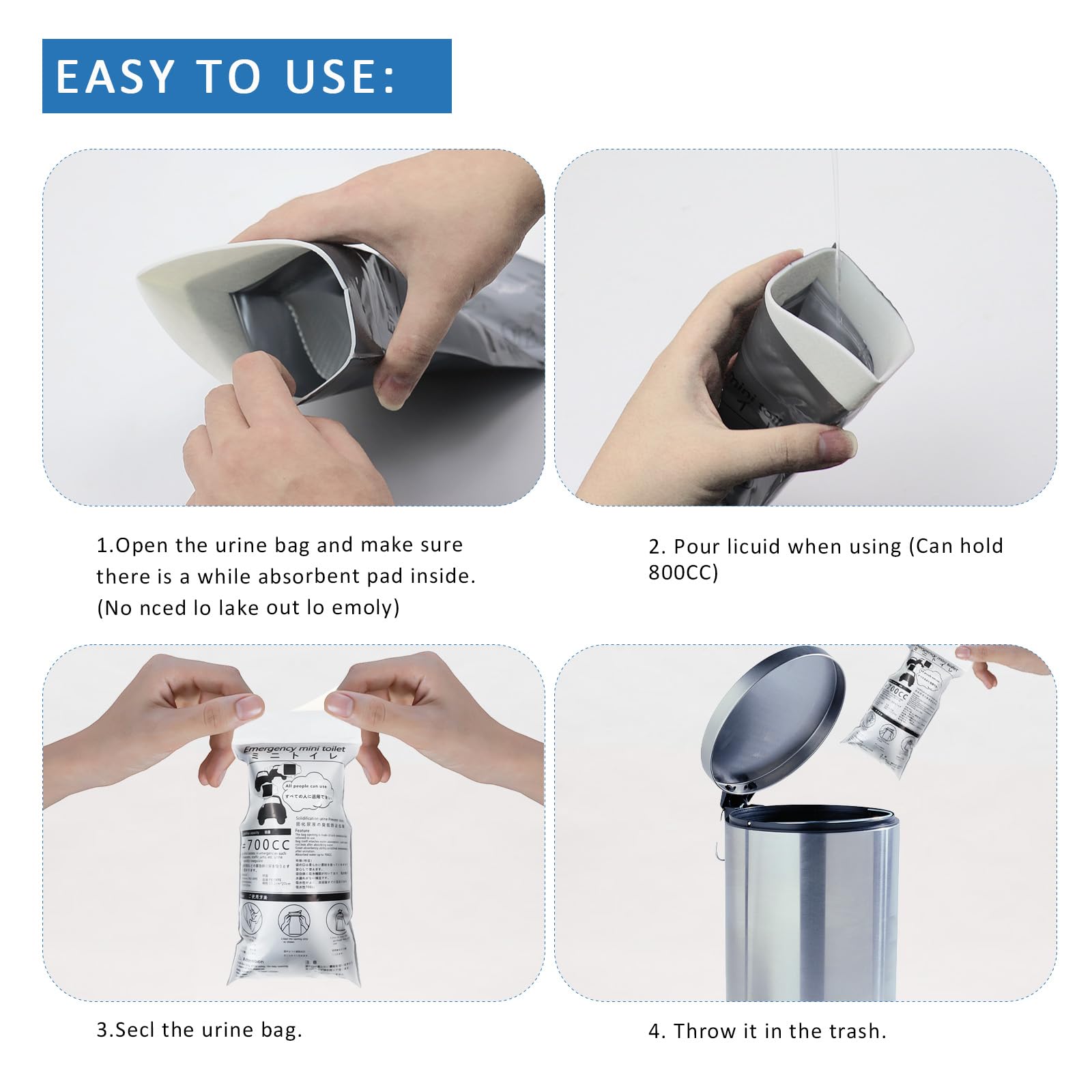 coldpa Emergency Portable Urine Bag, Portable Urine Bag, Disposable Urine Bags, Emergency Disposable Urinal Bags, Vomit Bags, Gender-Neutral Urine Bags, Travel Urine Bags, Traffic Jams (15 Pack)