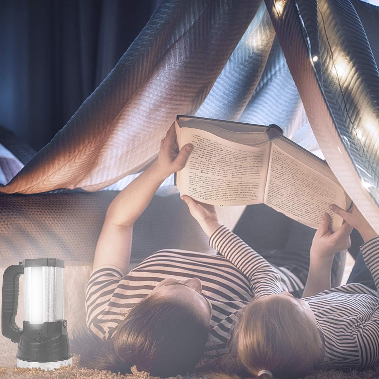 Super Bright LED Handheld Spotlight Flashlight Rechargeable 9600mAh 6000 Lumens Long Lasting Spot Light CREE Waterproof Tactical Torch, 6 Light Modes Side Floodlight, USB Output PowerBank - - 