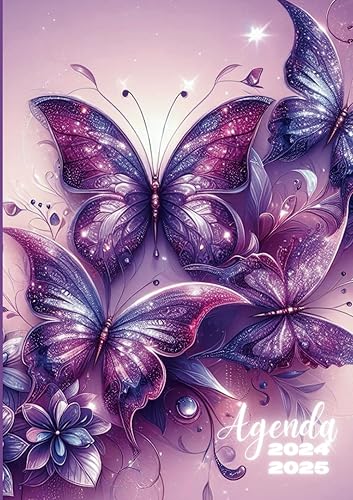 Agenda Scolaire: Papillon, Fleurs | Un Jour par Page, Journalier | 12x17 cm, Format Standard | Rentrée Scolaire, Primaire, CP, CE1, CE2, CM1, CM2, ... Etudiant, Université | Enfant, Ado, Fille |