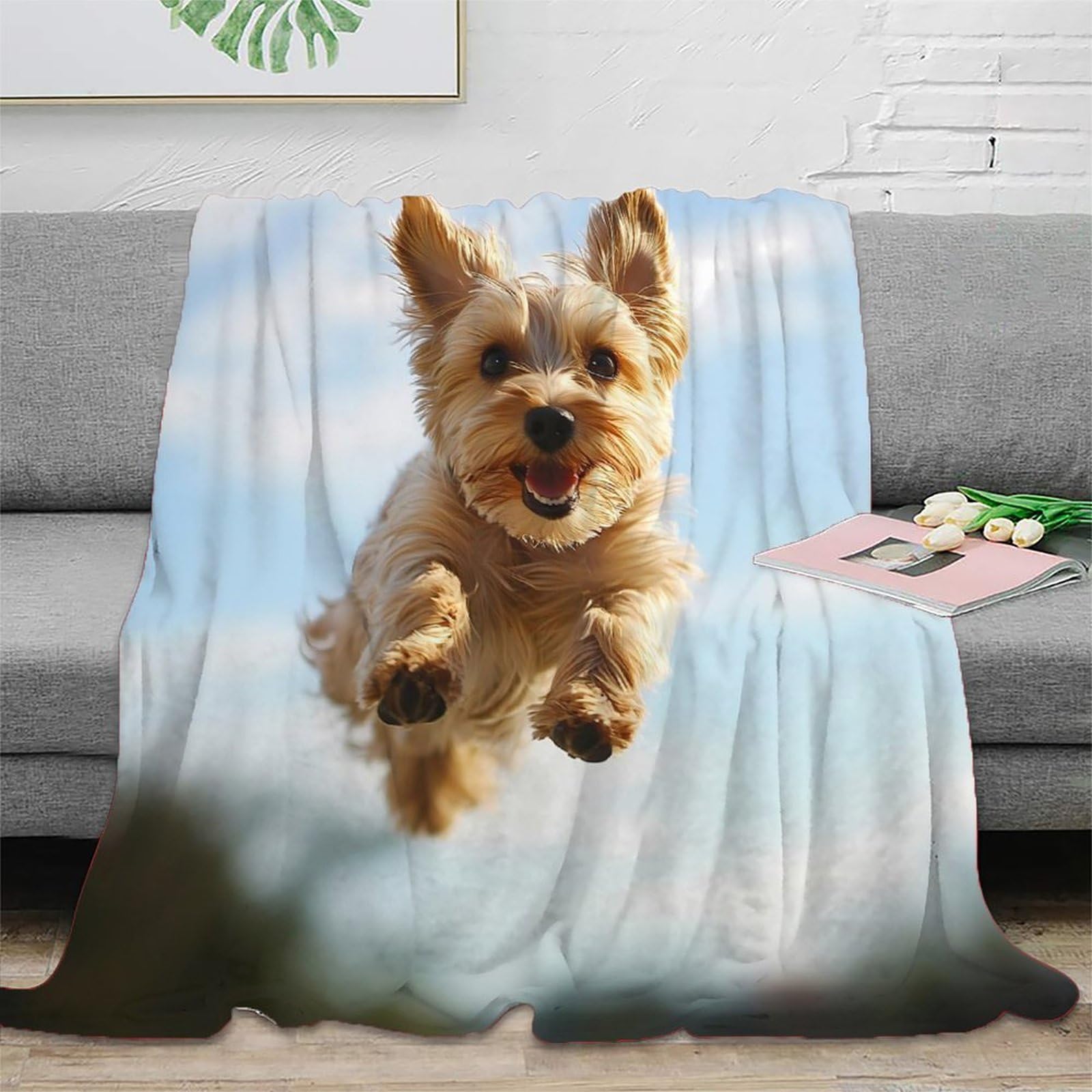 Couverture chien 3D plaid microfibre moelleux jeté canapé 150x200