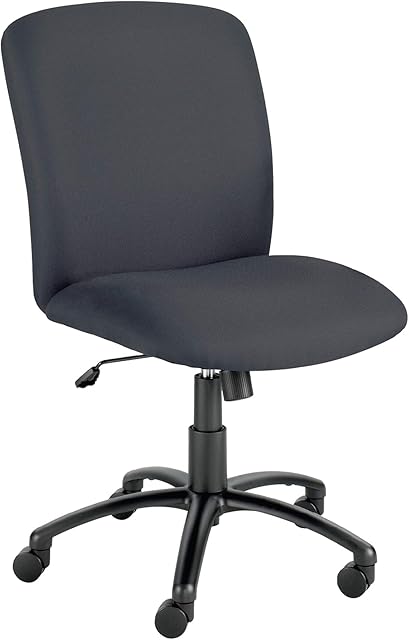 Safco Products Adjustable Height and Rolling Base, Rated for 24/7 Use, 500 lbs. Weight Capacity, Work or Home Office, Man-Made-Material, Black (Fabric)