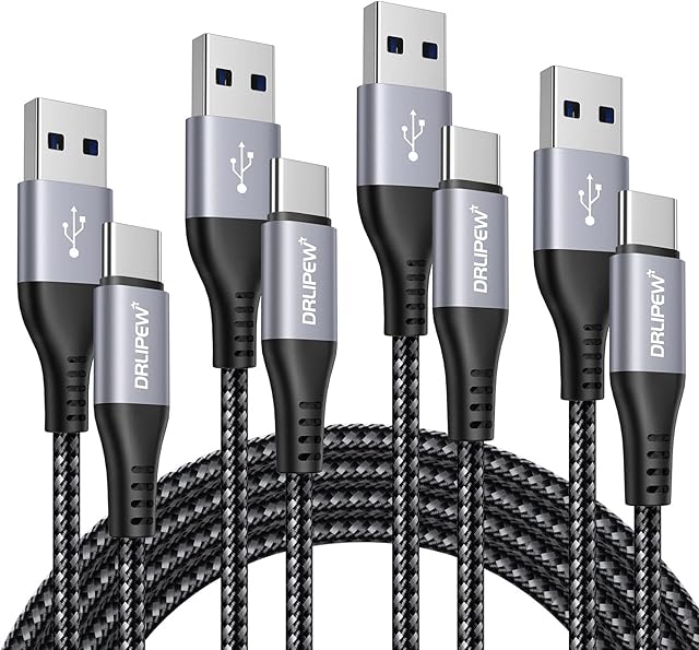 USB C Cable Fast Charge[4Pack,1M+2M+2M+3M],USB Type C Charger Cable Fast Charging Lead For Samsung Galaxy S10 S9 S8 S20 S21 Plus Ultra 5G,A52 A72 A32 A42 A51 A71,HTC 10/U12+,LG G5/G6-Nylon Braided