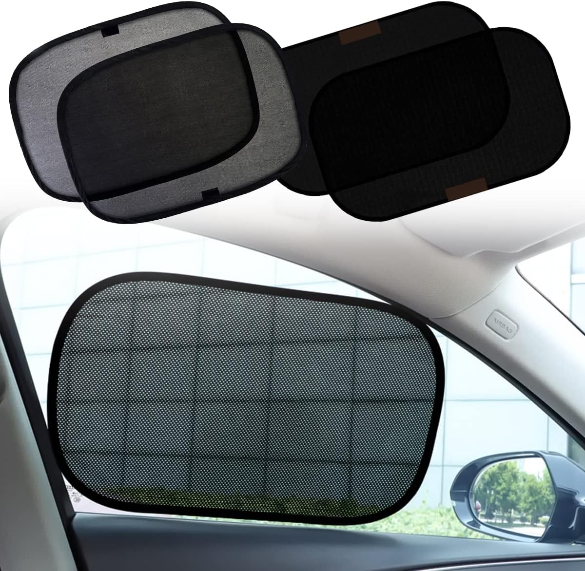 Car Side Window Sun Shade for Baby (4 Pack)- The Only Certified Sunshade Proven to Block over 99% UV Rays 100 SPF for Maximum Sun Protection for Kids & Pets easy fit on cars, truck, SUV