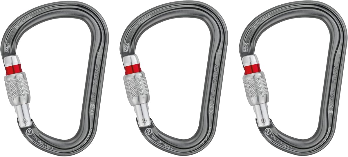 Petzl William Rock Climbing Carabiner | Large, Pear-Shaped, Locking, for Belay Stations & Belaying on a Munter Hitch