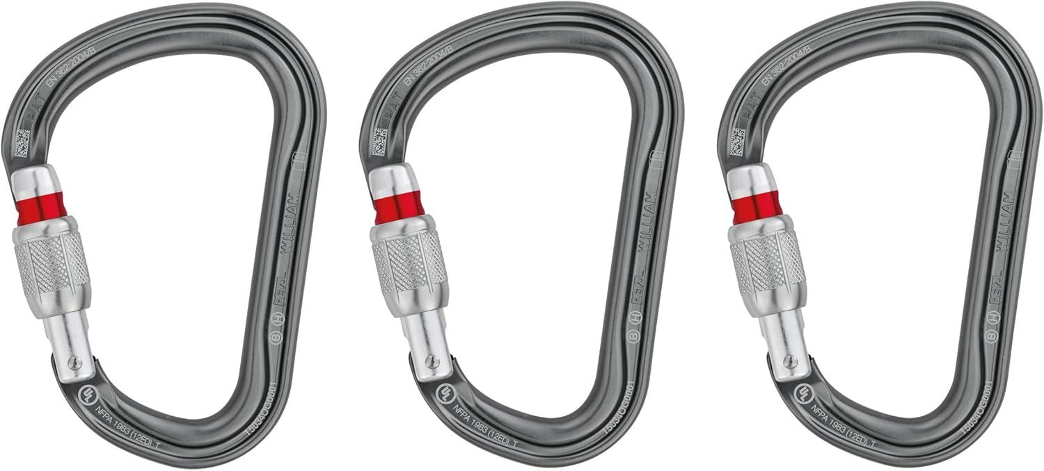 Petzl William Carabiner - Large, Pear-Shaped Locking Carabiner for Belay Stations and Belaying on a Munter Hitch