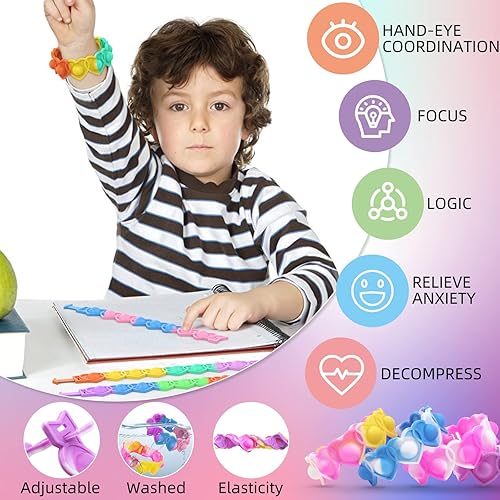 Miniatura 4 de AYGXU 30 regalos para el día de San Valentín para niños. Tarjetas del día de San Valentín para la escuela de los niños. Pulseras de corazón pop.