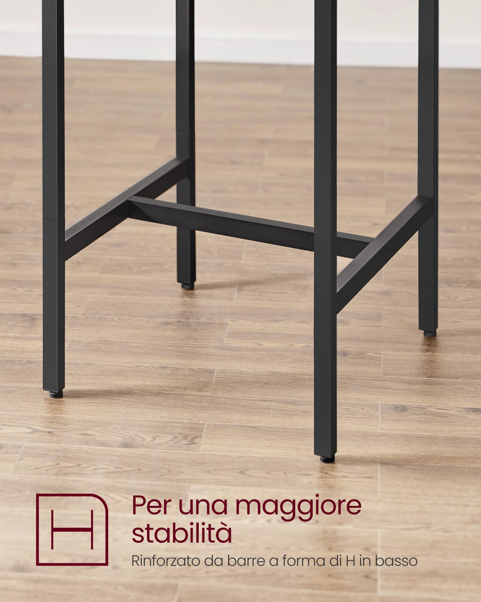 VASAGLE Tavolo Bar con 2 Sgabelli, Cucina Piccolo 60 x 60 x 90 cm, Ogni Sedia di 30 x 40 x 65 cm, Sala da Pranzo, Industriale, Marrone Vintage e Nero LBT017B01