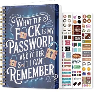 Funny Password Notebook - Spiral Bound Password Keeper with Lock Icons & Funny Security Phrases, Address & Credential Organizer Logbook Easy to Use & Designed for Forgetful People