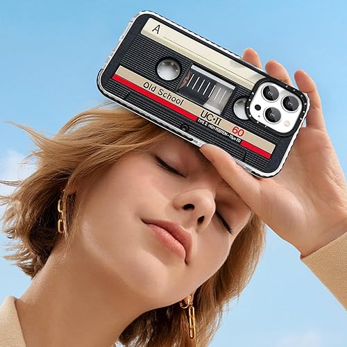 Miniatura 6 de Jowhep Funda para iPhone 15 Pro Max, diseño de cinta musical retro femenina para niñas, niños, adolescentes, mujeres, funda divertida, única,