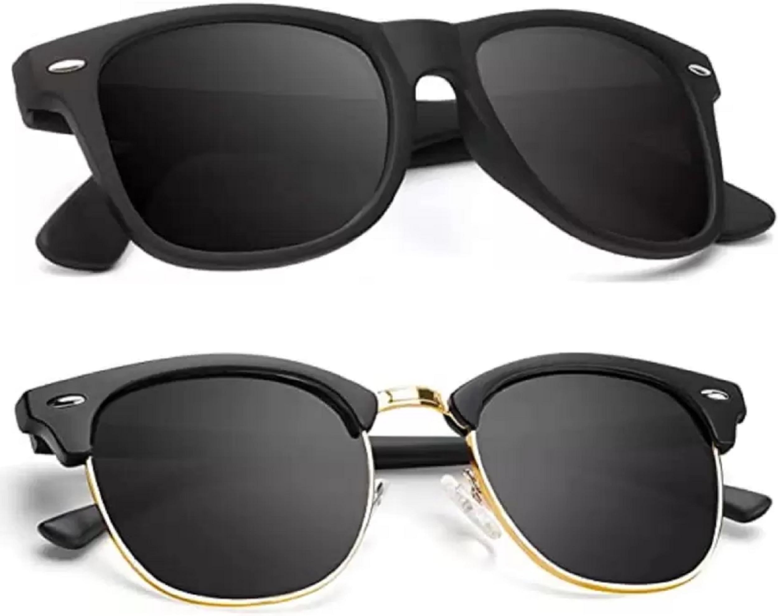 funglasses Retro Semi Rimless Polarized Sunglasses for Men Women Classic Trendy Driving Sun Glasses UV Protection Pack Of 2 Glasses-picture-32