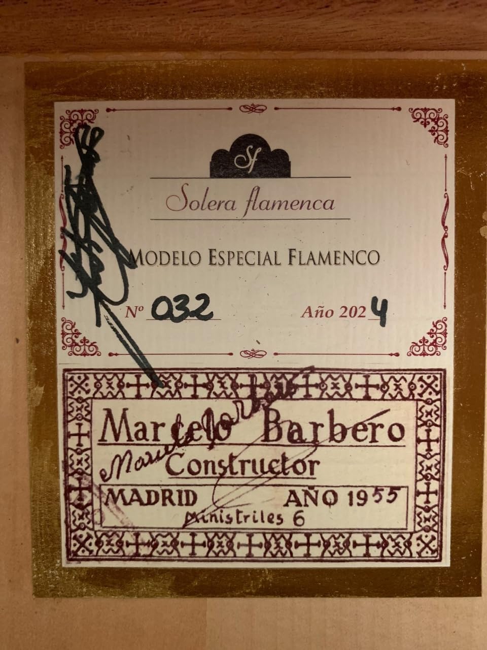 Chitarra Mod. Speciale Fenicottero Marcelo Barbiere (cedro/sicomoro) + custodia styro foam
