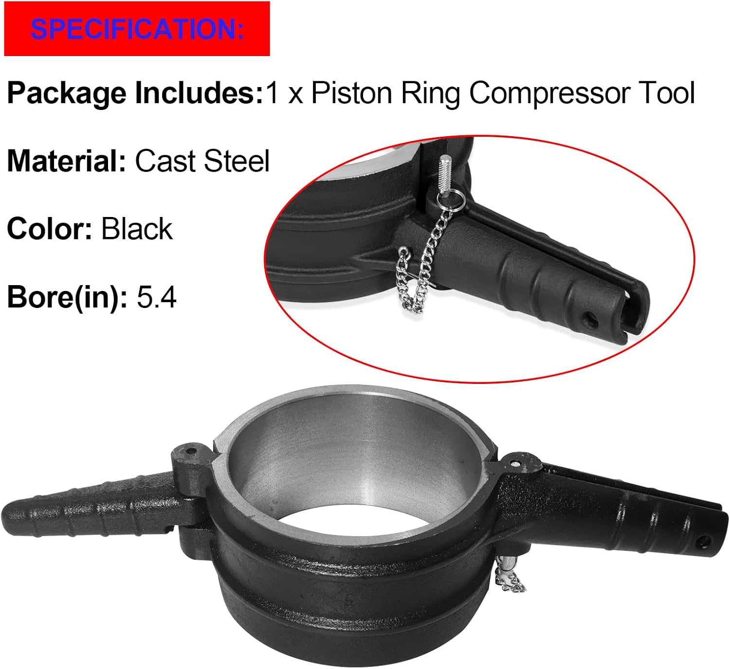 SMMS Black Piston Ring Compressor Remover Installer Tool for Cummins ISX/QSX 15, for Caterpillar 3400 and C-15 with a 5.4" Bore Replaces OE: PT-7040