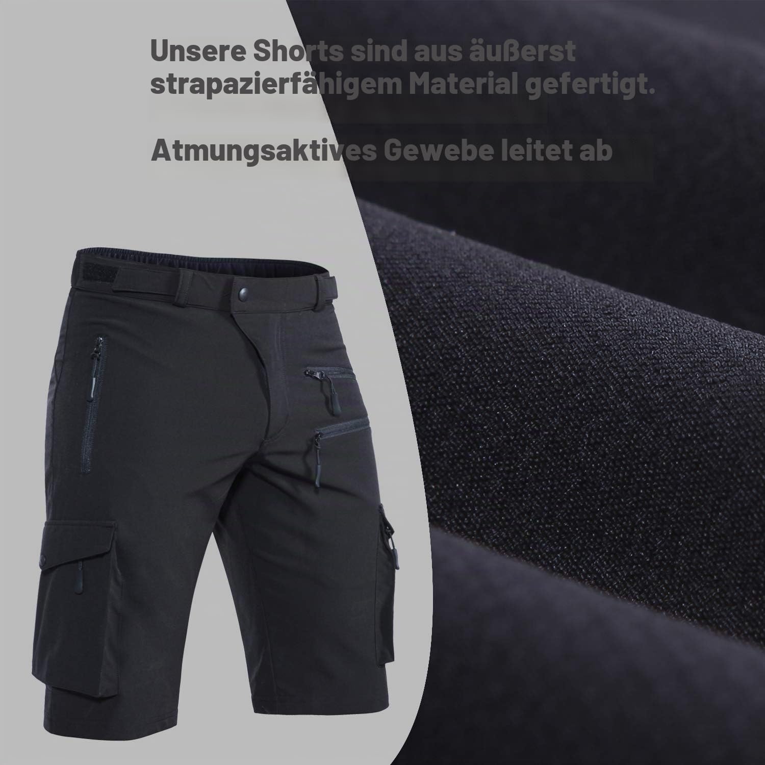 Hiauspor Herren Shorts Sommer Leichte Schnelltrocknend 5 Taschen Cargo Bermuda Wanderhose Sport Chino Trekking Outdoor MTB Hose Männer Kurz Atmungsaktiv Stretch