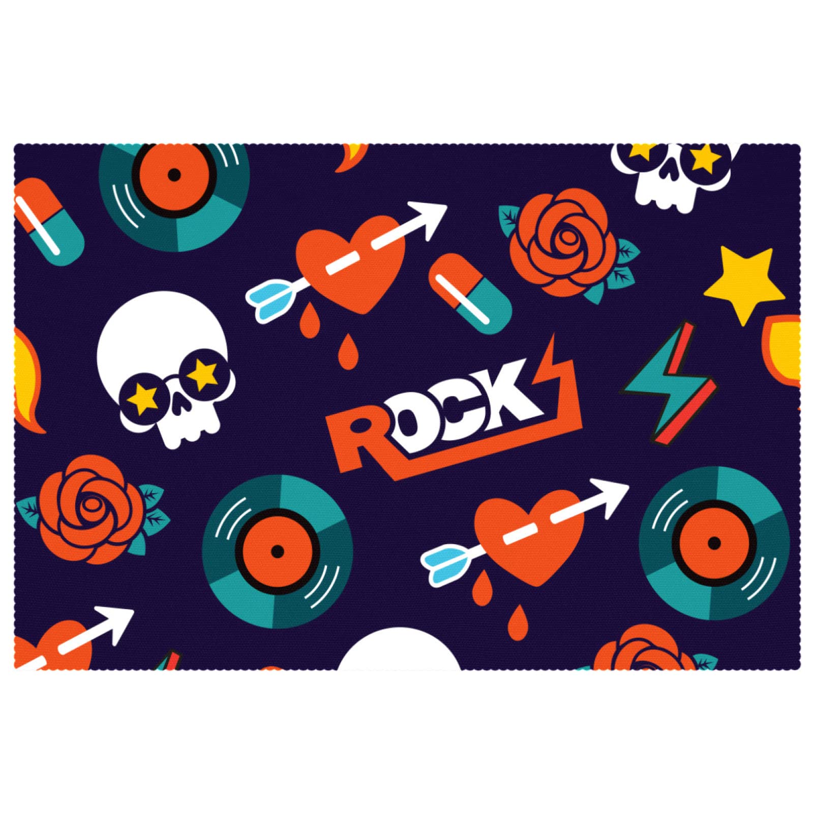 Sets de table anti-chaleur Funky Rock en tissu Oxford lavable et ultra résistant