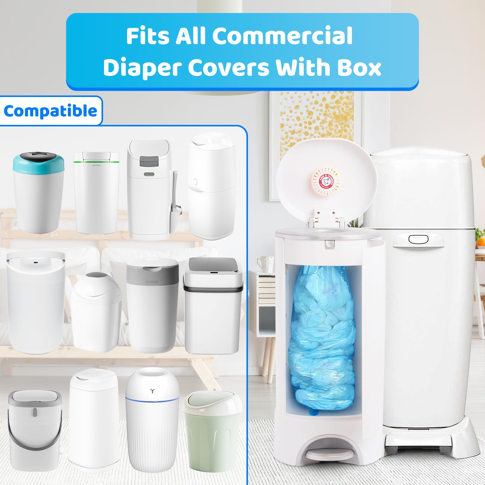 Bolsas Basura Bebé 4.5m 12 Recambios Bolsas Cubo Pañales PARPAT - 4.5m, Antiolor, Compatibles Con Marcas Tomee Teepee