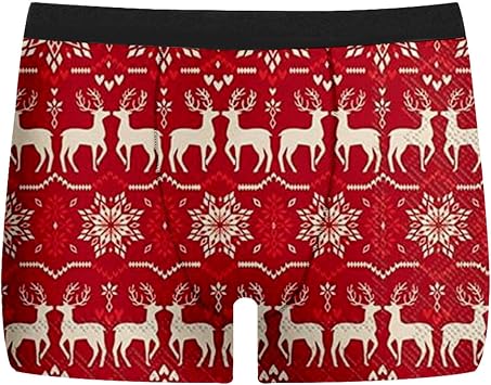 Christmas Boxer Shorts Men, Boxer Shorts, Underwear Loose Festive Costumes Plus Size 3d Novelty Xmas Underpants Breathable Comfortable Retro Design Trunks Christmas Special Boyshort Style Soft