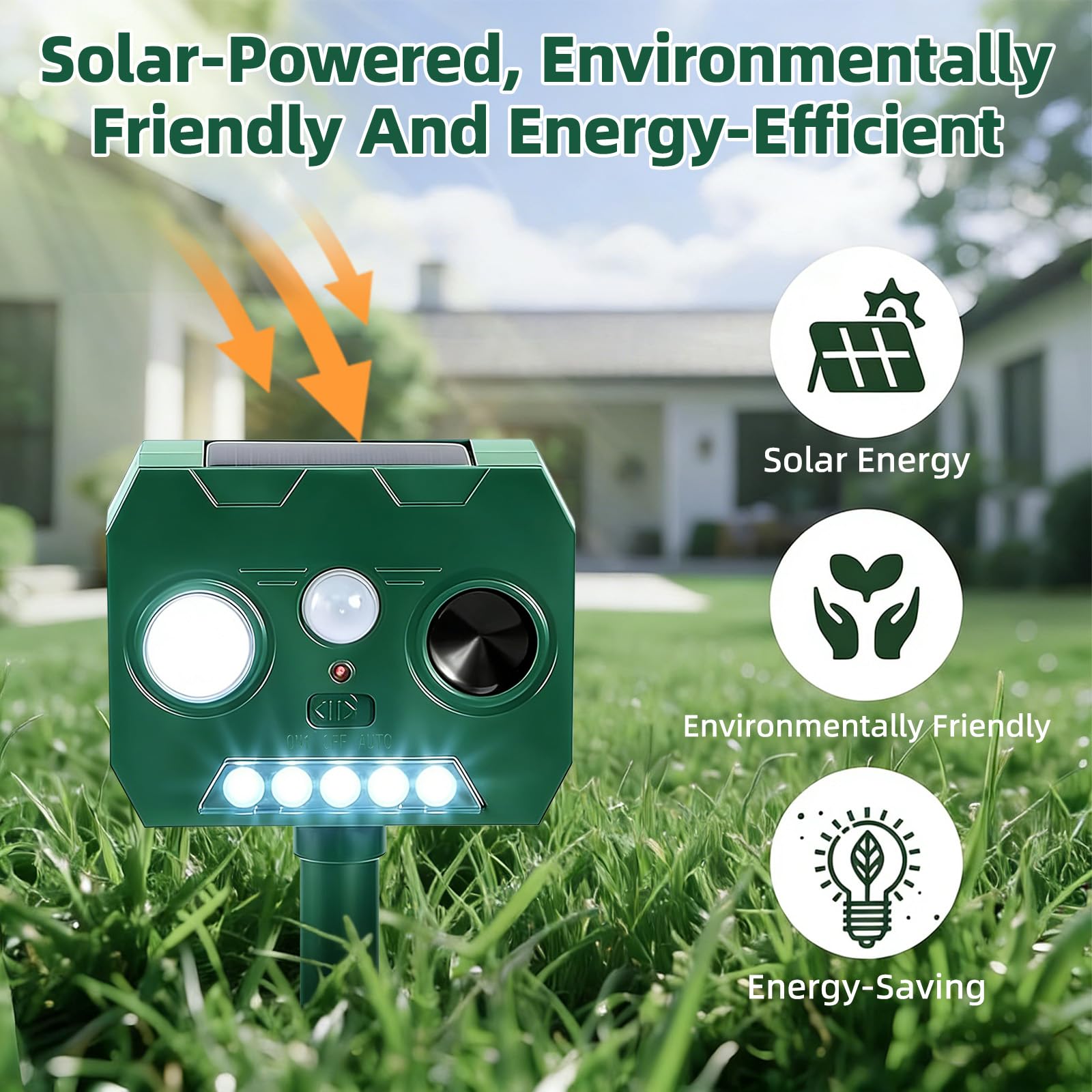 2 Pezzi Dissuasore Gatti, Repellente per Volpi Ultrasonico Solare con Luce LED, 12m 120° Dissuasori per Piccioni Giardino IP65 Impermeabile per Gatti Martore Volpi Cani Procioni