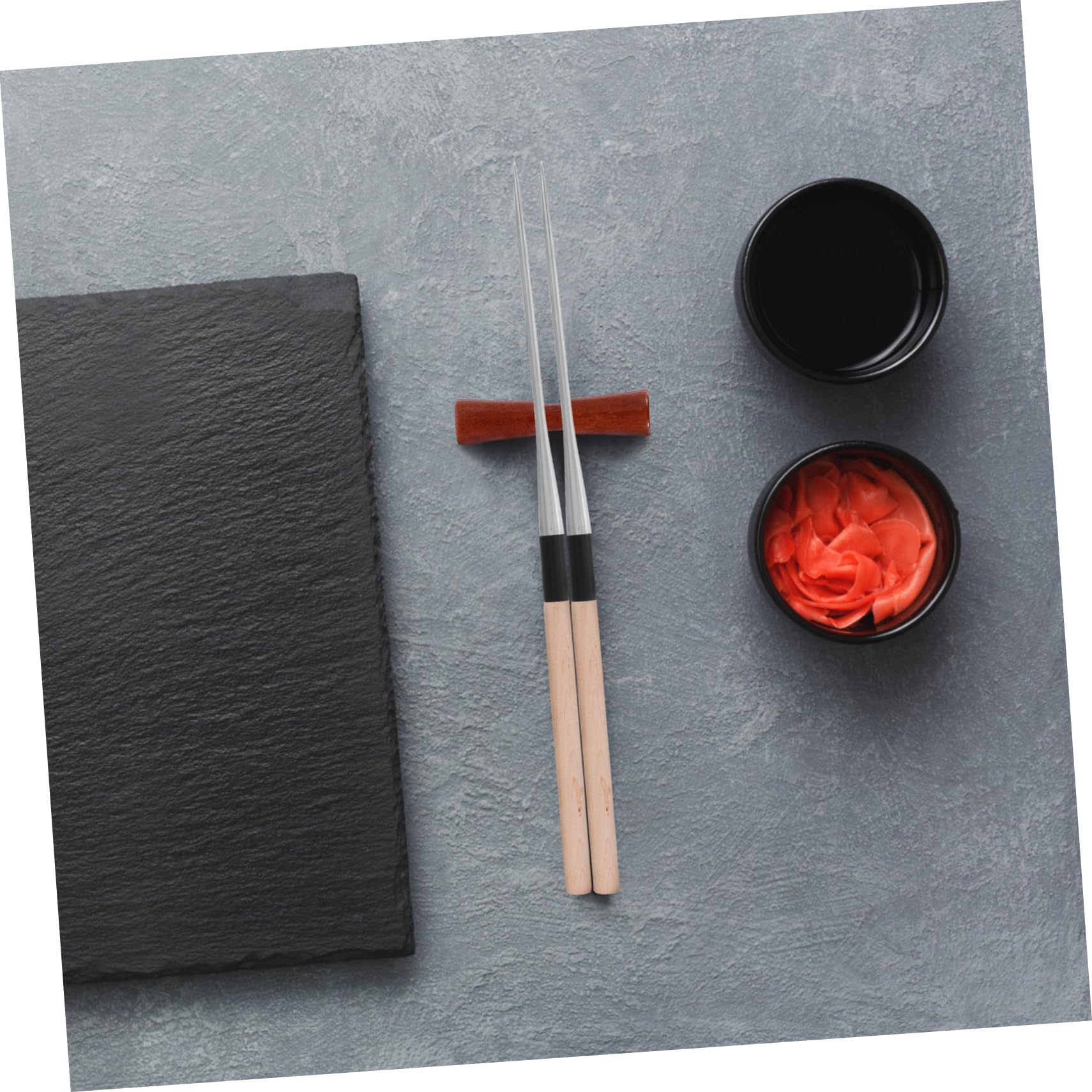 HEALLILY Palillos Japoneses de Acero Inoxidable y Madera, Punta Puntiaguda, Largos para Cocinar y Evitar Quemaduras, Paquete de 2 para Restaurante Japonés y Cocina