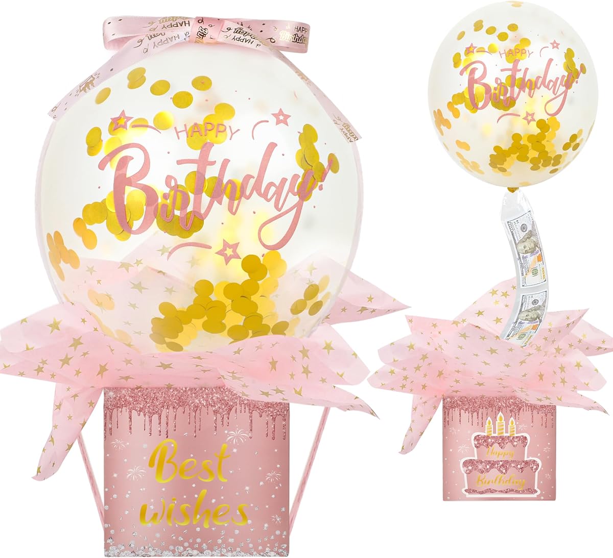 Pull Money Balloon Box Birthday Balloon Money Surprise Box Funny Pull Cash Surprise Kit for Birthday Party Cash Gift Supplies