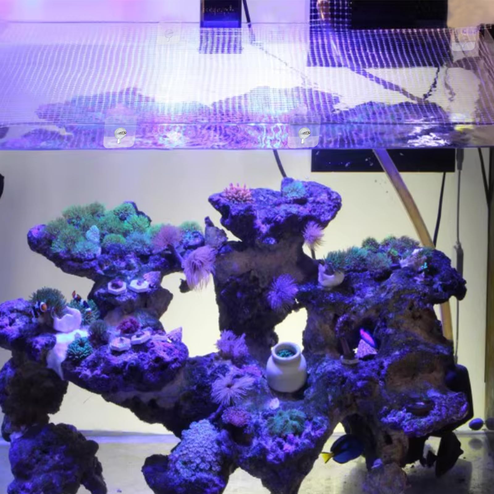Couvercle Aquarium,Filet en Maille Transparente pour Aquarium,Plastique Grille de Protection Empêche Les Poissons de Sauter et Protège Contre Les Chats,1 x 2 m