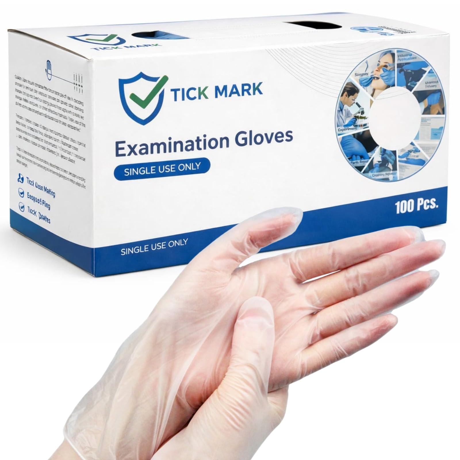 Vinyl Disposable Gloves – Powder-Free, Latex-Free, Clear, Water-Resistant, Ambidextrous, Food-Safe, Non-Sterile,Salon, Kitchen Use, Medium Size (Pack of 100pcs)-image-1