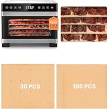 130PCs Air Fryer Liners Compatible with COSORI/Magic Mill Food Dehydrator, 100PCs Normal & 30PCs Perforated Parchment Paper Non-Stick Sheets Accessories for Jerky Dog Treats Meat Fruit Veggies Snacks