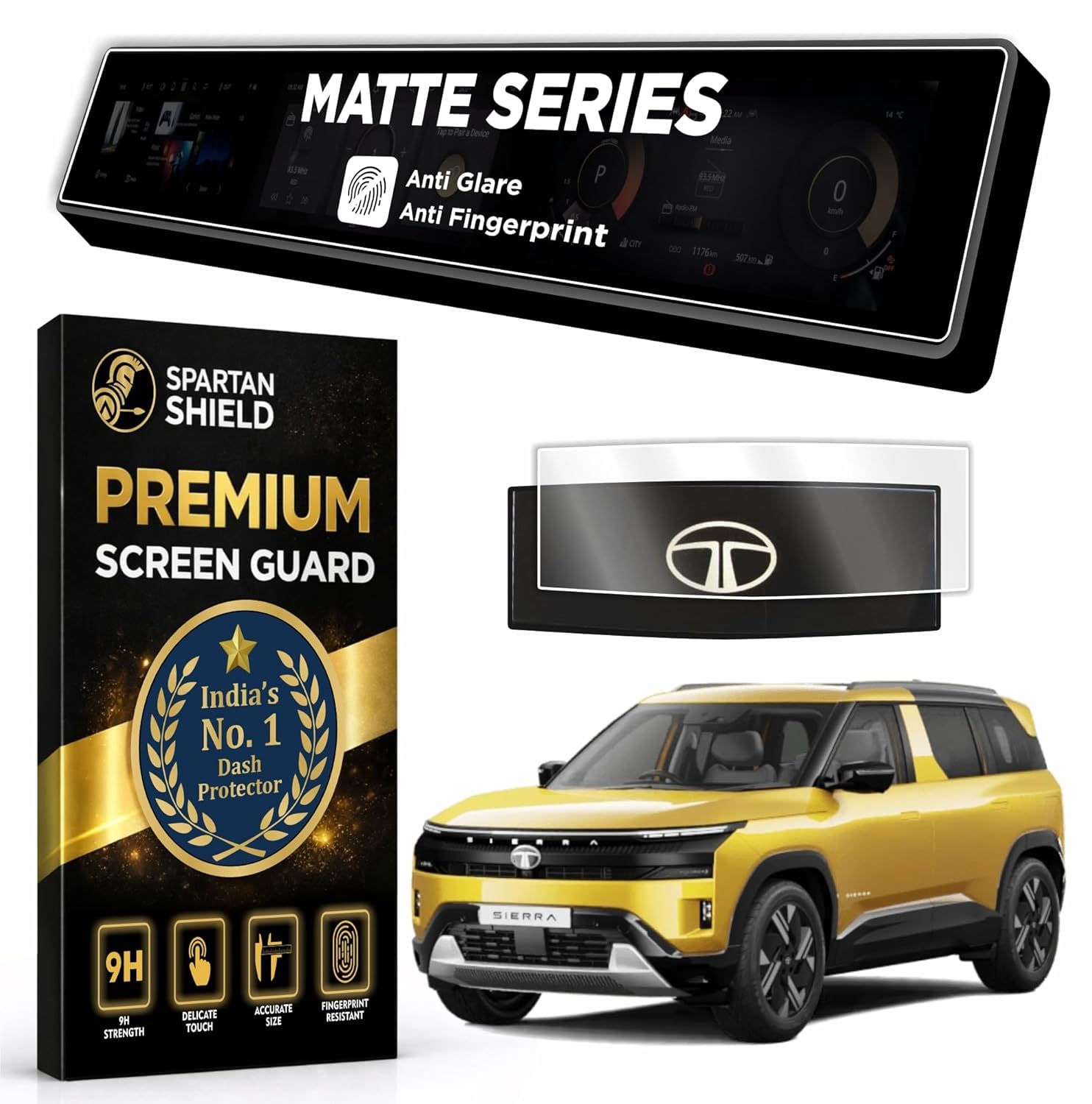 COMBO MATTE Screen Guard For TATA SIERRA 2025 Facelift || ACCOMPLISHED+ || 12.3 INCH TRIBLE SCREEN INFOTAINMENT TOUCHSCREEN + STEERING CLUSTER Protector || Anti Scratch | HD Clarity | Water Resistant || Only Compatible with TataSierra TOP MODEL NEW Car Display Accessories 2026+ [NOT TEMPERED GLASS]-image-39